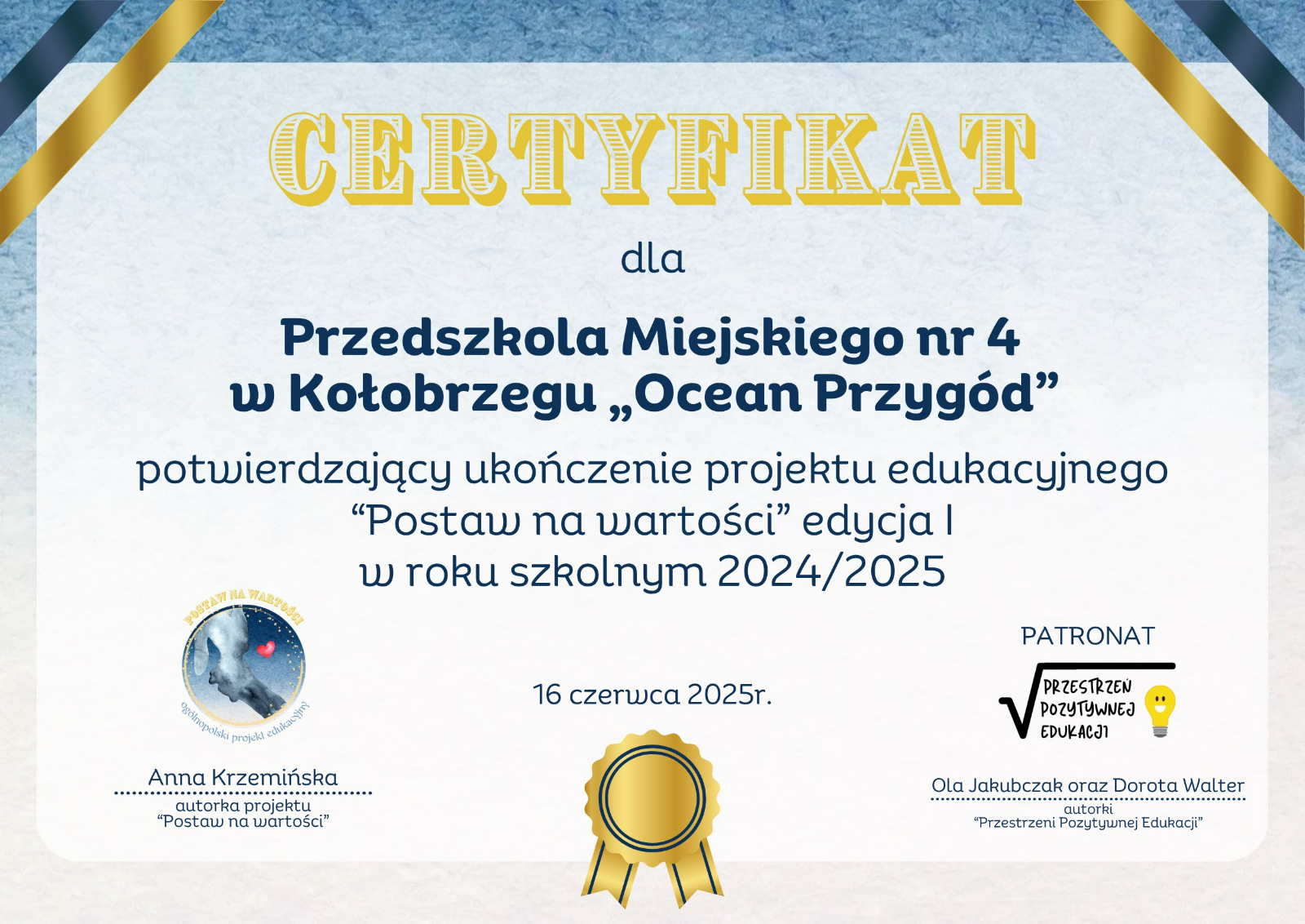 POSTAW NA WARTOŚCI - projekt edukacyjny Welonków